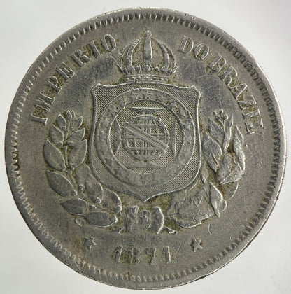 1871 Brazil 100 Reis Coin | Collectable Grade