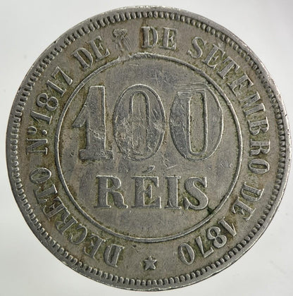 1871 Brazil 100 Reis Coin | Collectable Grade