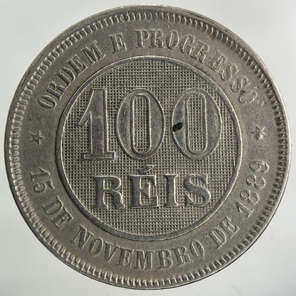 1898 Brazil 100 Reis Coin | Fine Collectable Grade