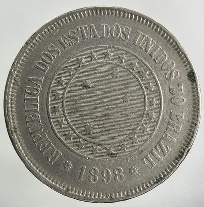 1898 Brazil 100 Reis Coin | Fine Collectable Grade