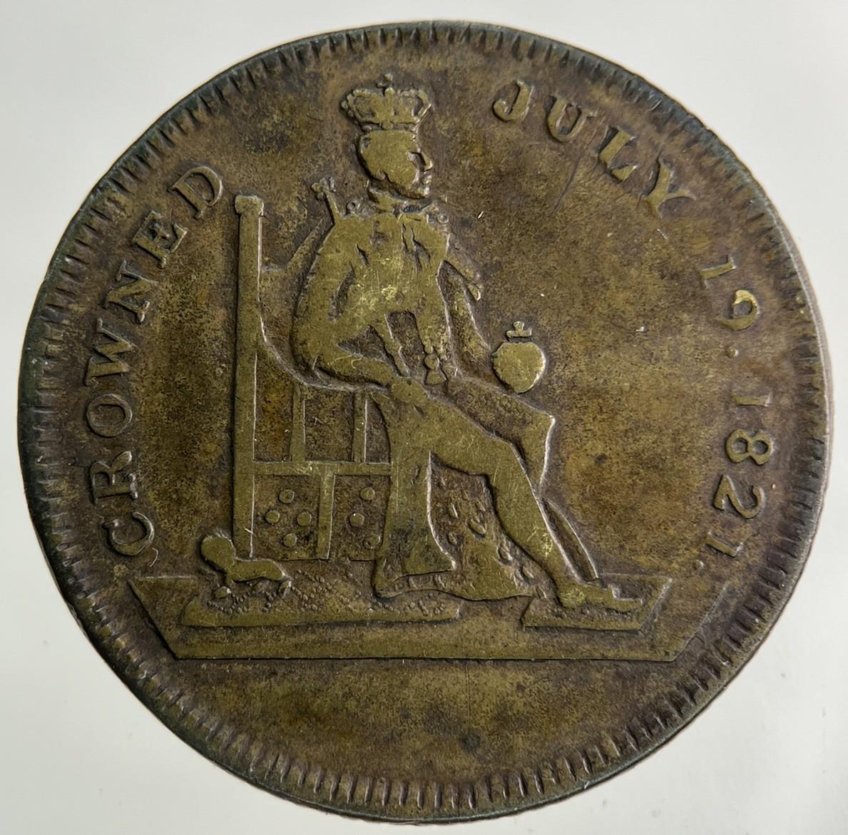 1821 George IV Crowned July 19 Token Coin | Fine Collectable Grade