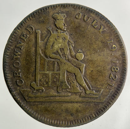 1821 George IV Crowned July 19 Token Coin | Fine Collectable Grade
