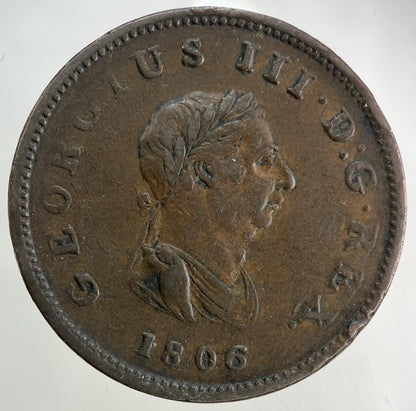 1806 George III 3rd Half-Penny Coin | Very High Grade