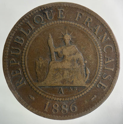 1886 France Indo-China One Cent Coin | Fine Collectable Grade
