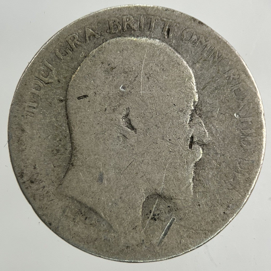 British Edward VII Sixpence Silver Coin | Worn Grade