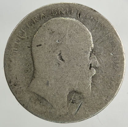 British Edward VII Sixpence Silver Coin | Worn Grade