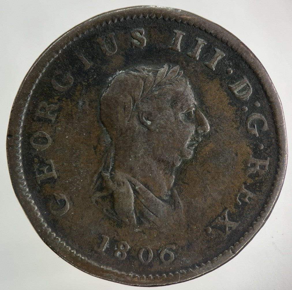 1806 George III 3rd Half-Penny Coin | Fine Collectable Grade