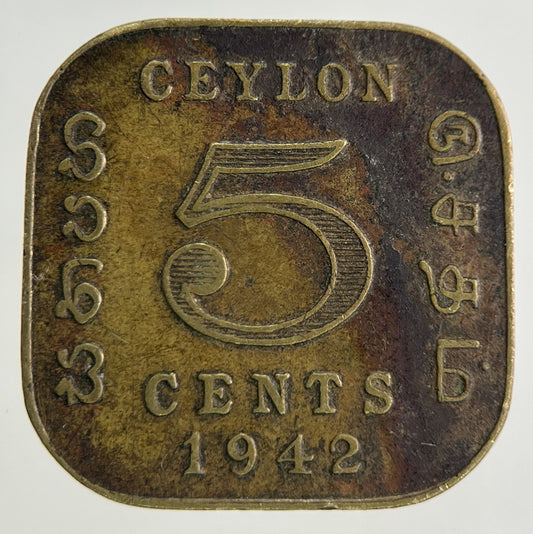 1942 Ceylon 5 Cents Coin | Fine Collectable Grade