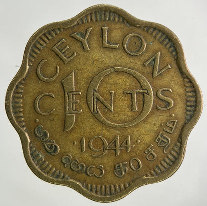 1944 Ceylon 10 Cents Coin | Fine Collectable Grade