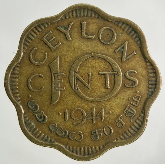 1944 Ceylon 10 Cents Coin | Fine Collectable Grade