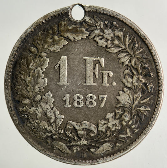 1887 Switzerland Swiss 1 Franc Silver Coin | Fine Collectable Grade