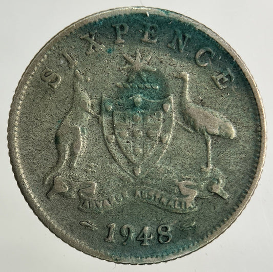 1948 Australia Sixpence Silver Coin | Fine Collectable Grade