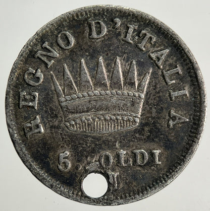 1814 Italy Napoleon 5 Soldi Silver Coin | Fine Collectable Grade