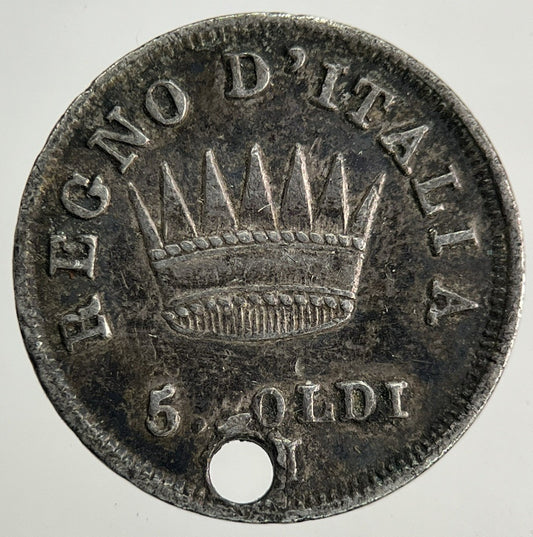1814 Italy Napoleon 5 Soldi Silver Coin | Fine Collectable Grade
