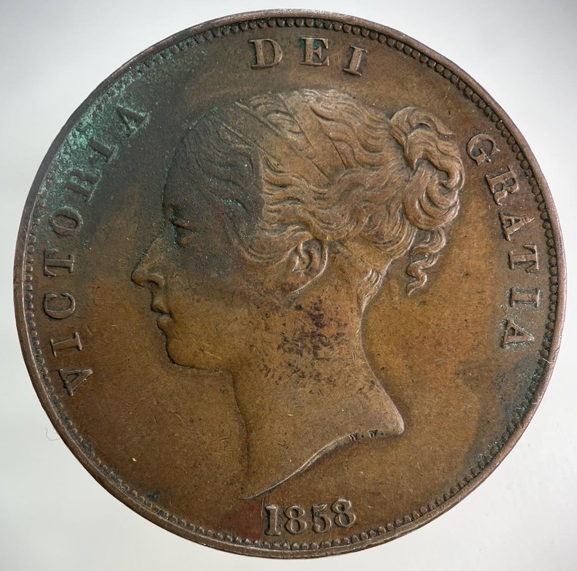 1858 Victoria One Penny Coin | Very High Grade