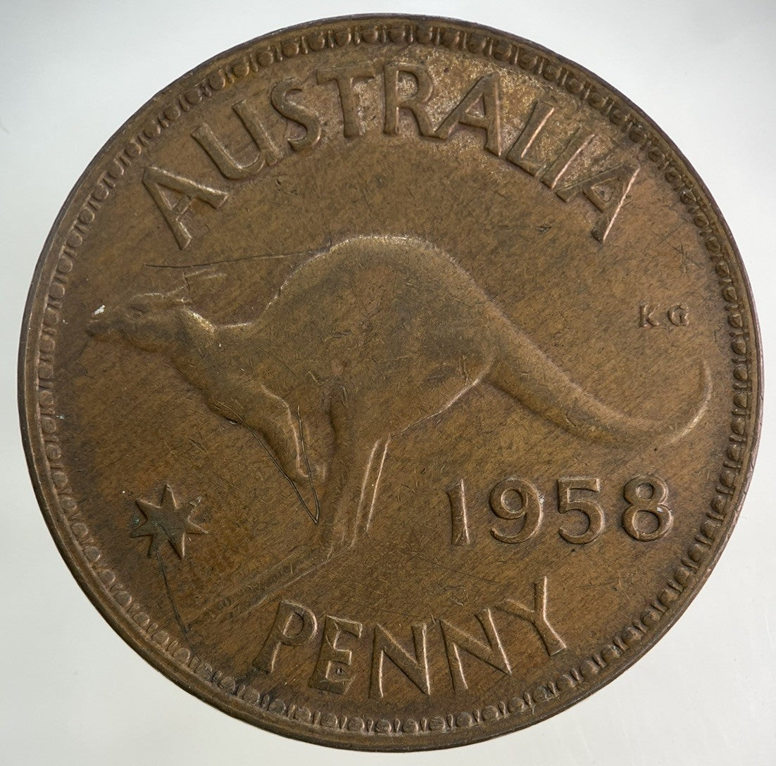 1958 Australia One Penny Coin | Fine Collectable Grade