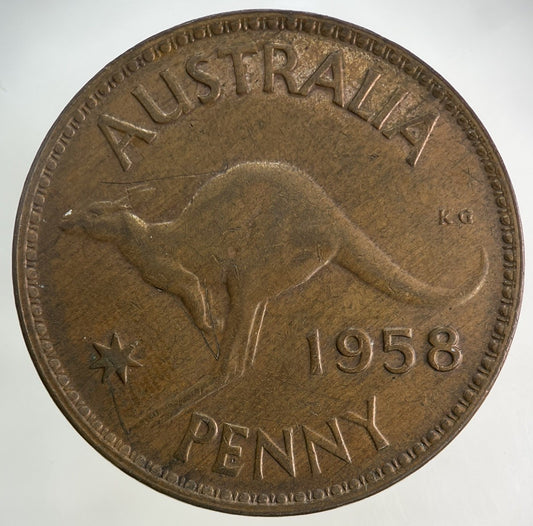 1958 Australia One Penny Coin | Fine Collectable Grade