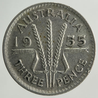 1955 Australia Threepence Silver Coin | Fine Collectable Grade