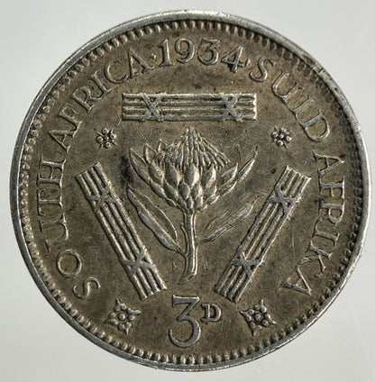 1934 South Africa Threepence Silver Coin | Very High Grade