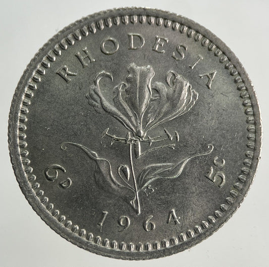 1964 Africa Rhodesia Sixpence 5 Cents Coin | Very High Grade