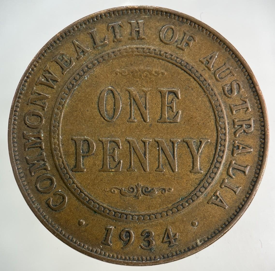 1934 Australia One Penny Coin | Fine Collectable Grade