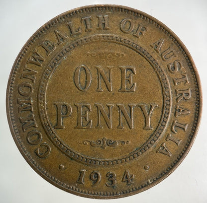 1934 Australia One Penny Coin | Fine Collectable Grade