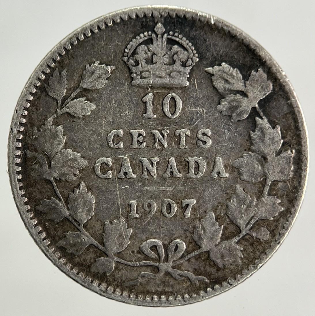 1907 Canada 10 Cents Silver Coin | Fine Collectable Grade