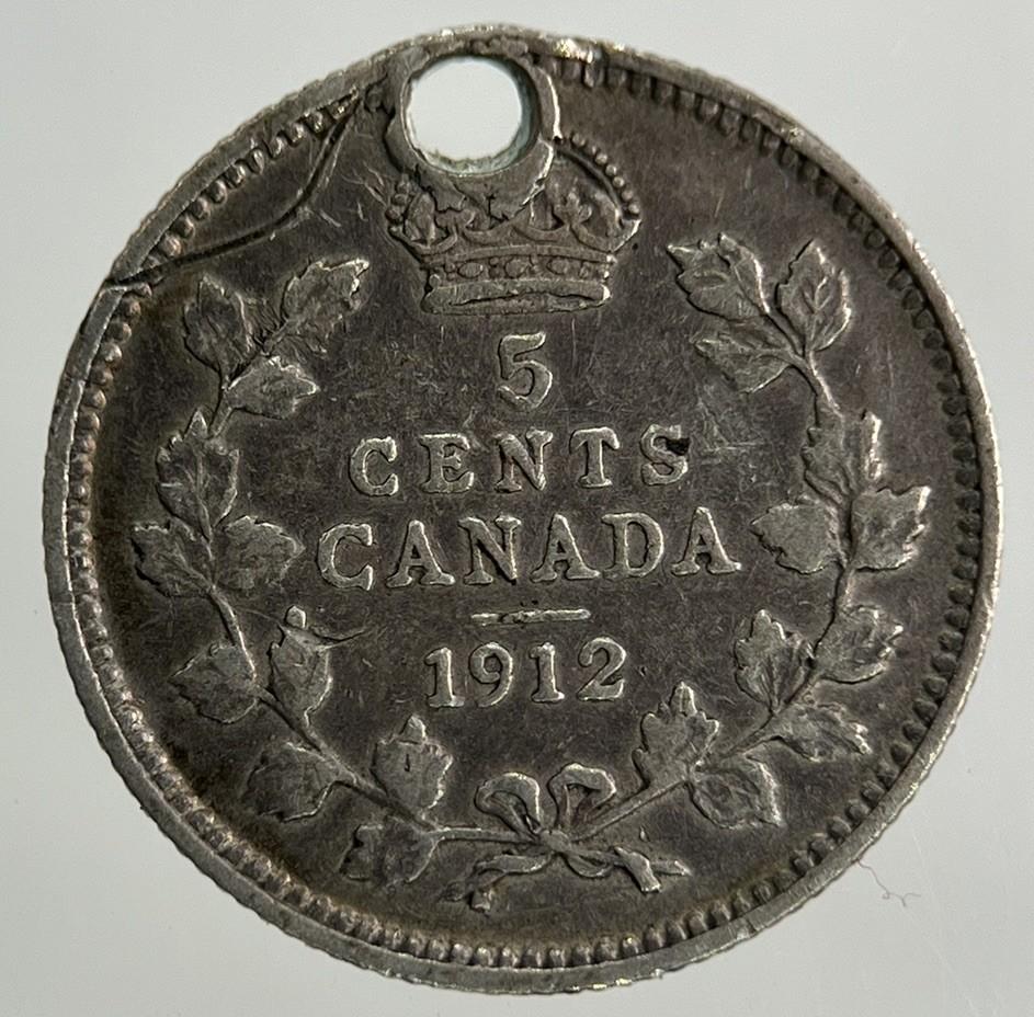 1912 Canada 5 Cents Silver Coin | Fine Collectable Grade