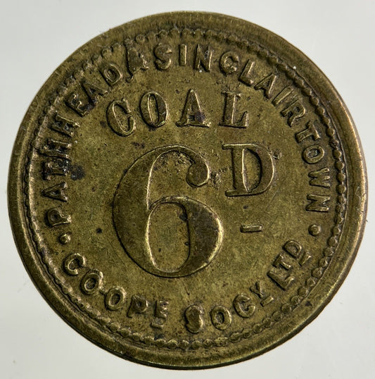 British 6d CO-OP Coal Token Coin | Fine Collectable Grade