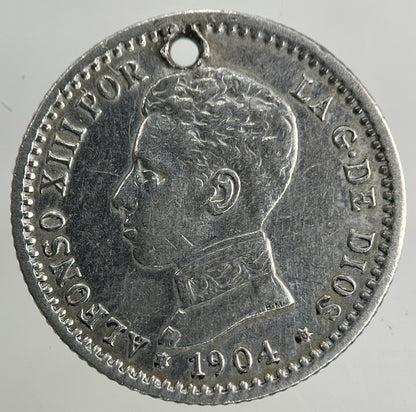 1904 Spain 50 Centimos Silver Coin | Fine Collectable Grade