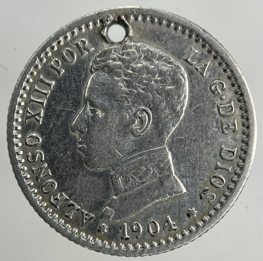 1904 Spain 50 Centimos Silver Coin | Fine Collectable Grade