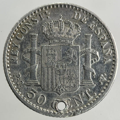 1904 Spain 50 Centimos Silver Coin | Fine Collectable Grade