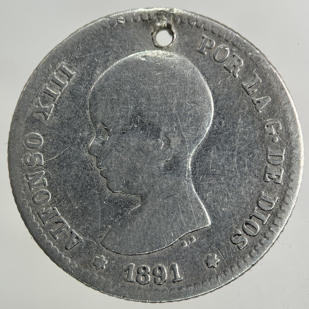 1891 Spain Un 1 Peseta Silver Coin | Collectable Grade