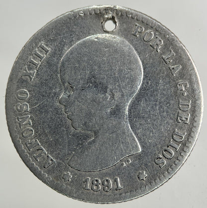 1891 Spain Un 1 Peseta Silver Coin | Collectable Grade