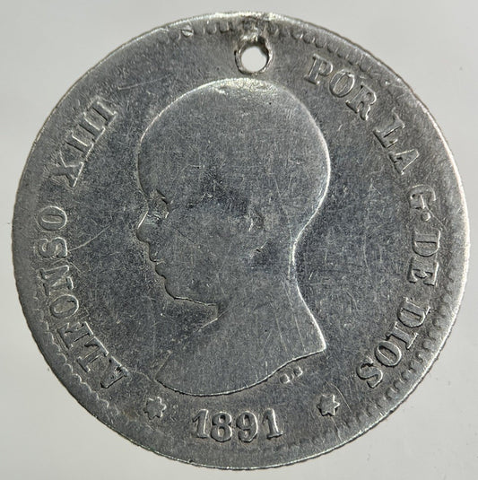 1891 Spain Un 1 Peseta Silver Coin | Collectable Grade