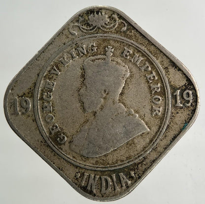 1919 India 2 Annas Coin | Fine Collectable Grade