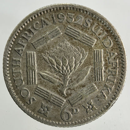 1932 South Africa Sixpence Silver Coin | Fine Collectable Grade