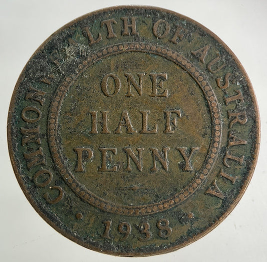 1938 Australia Half-Penny Coin | Fine Collectable Grade