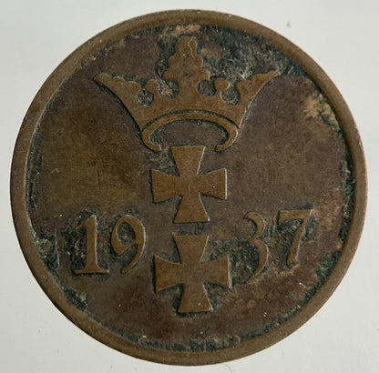 1937 Germany 1 Pfennig Danzig Coin | Fine Collectable Grade