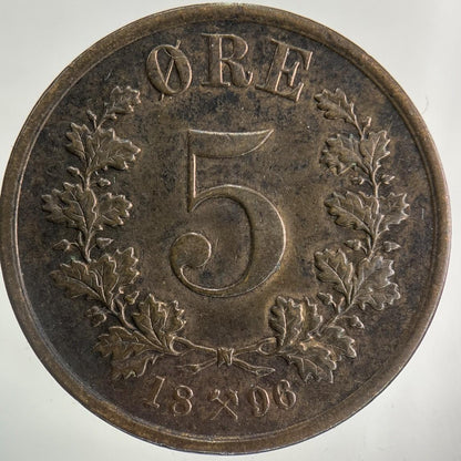 1896 Norway 5 Ore Coin | Very High Grade
