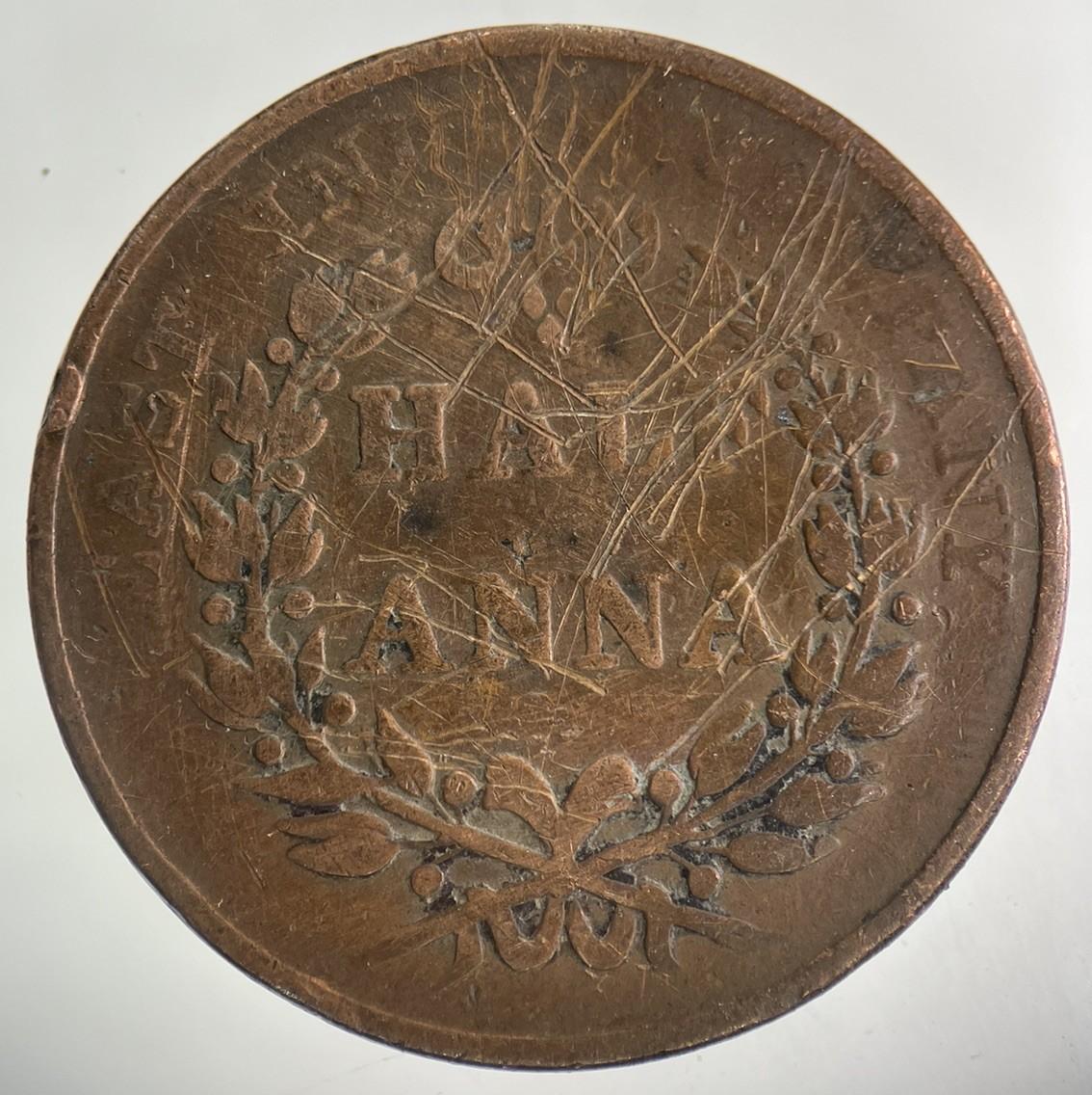 1835 East India Company Half Anna Coin | Collectable Grade