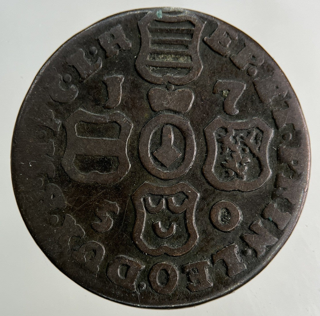 1750 Belgium 1 Liard De Liege Coin | Fine Collectable Grade