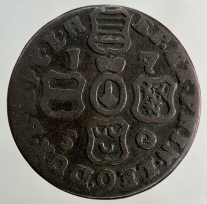 1750 Belgium 1 Liard De Liege Coin | Fine Collectable Grade