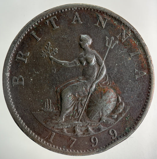 1799 George III 3rd Half-Penny Coin | Fine Collectable Grade