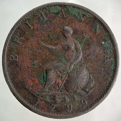 1799 George III 3rd Half-Penny Coin | Fine Collectable Grade