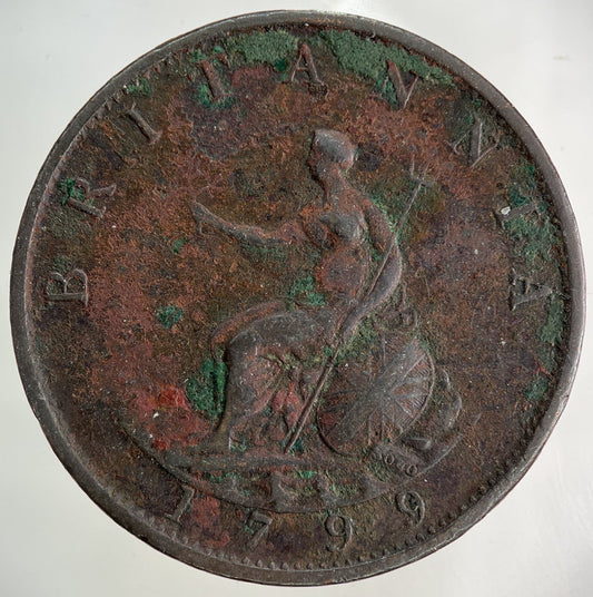 1799 George III 3rd Half-Penny Coin | Fine Collectable Grade