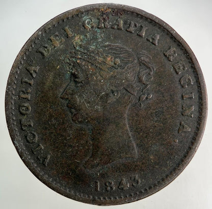 1843 Canada New Brunswick Half-Penny Coin | Fine Collectable Grade