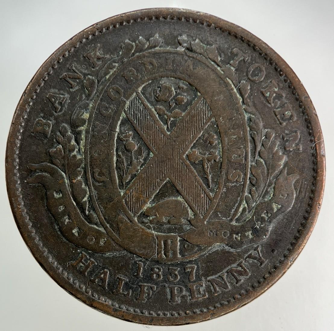 1837 Canada Bank Token Half-Penny Coin | Collectable Grade