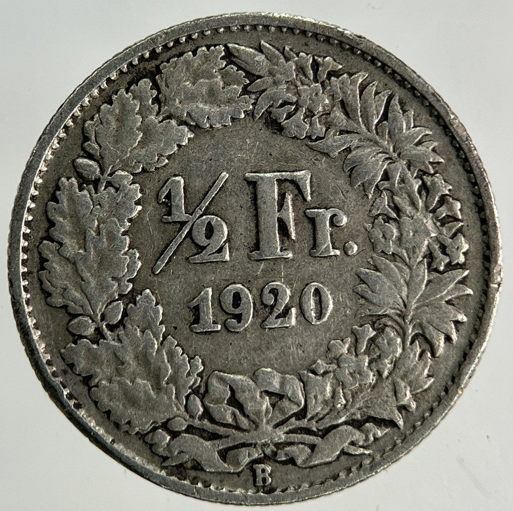 1920 Switzerland Swiss 1/2 Half Franc Silver Coin | Fine Collectable Grade