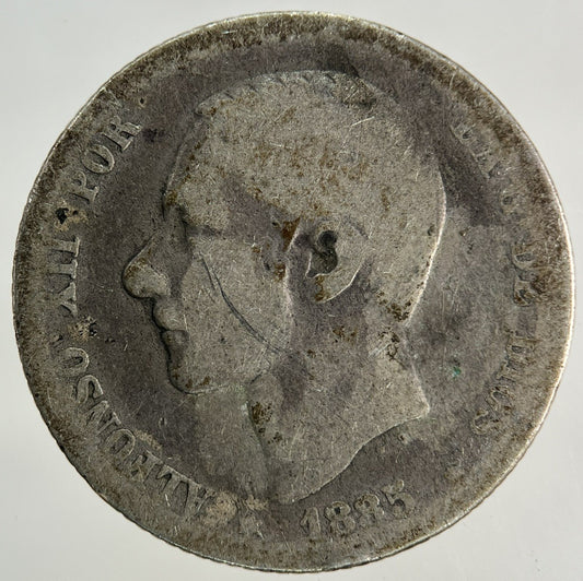 1885 Spain Una 1 Peseta Silver Coin | Collectable Grade